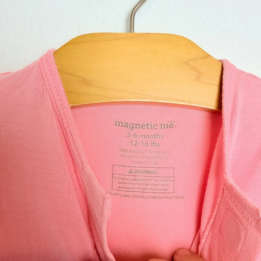 Magnetic Me Pink Modal Magnetic Fastener Footie Sleeper 3-6 Months 12-16 lbs